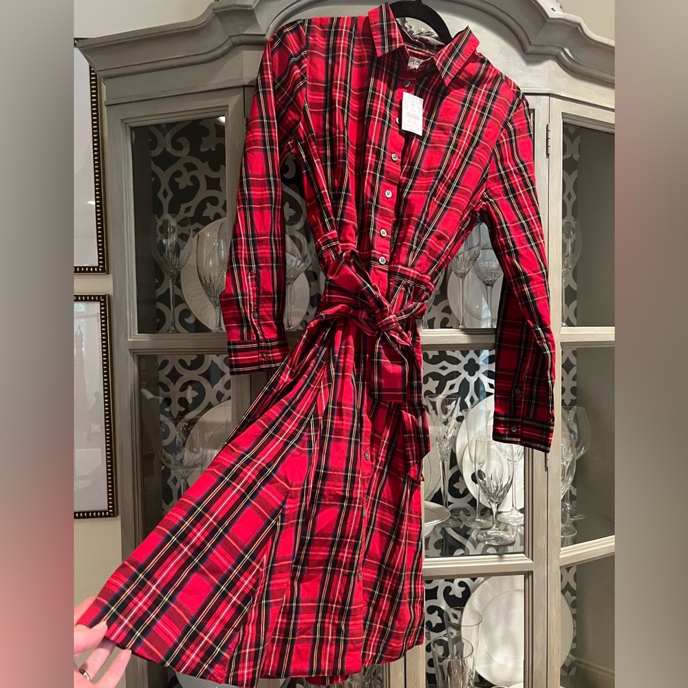 J crew red tartan dress size 8